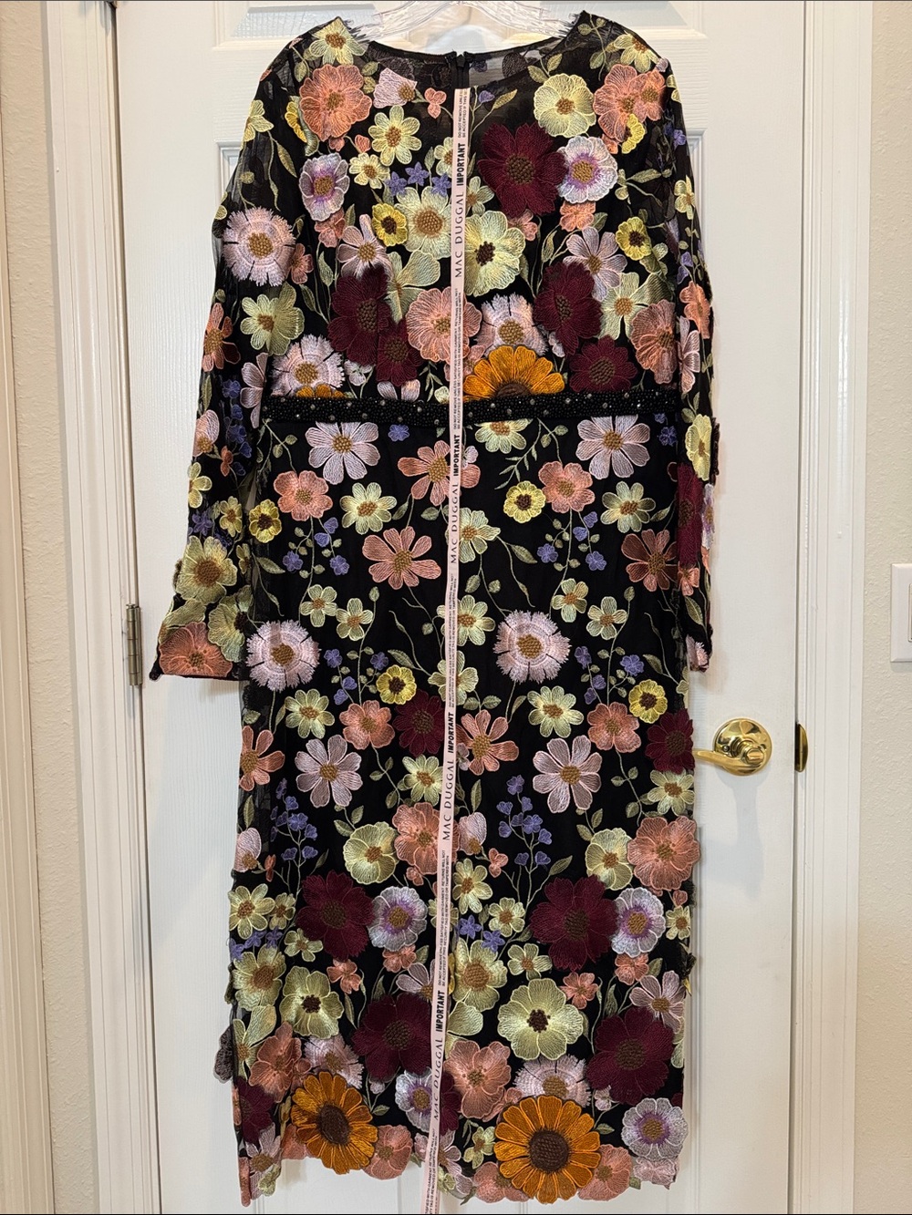 Mac Duggal 68462 Multicolor Floral Embroidered A-Line Midi Dress Size 16 NWOT - Picture 4 of 9